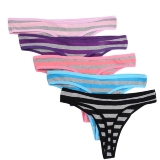 Nightaste Women's Cotton Thongs Panties Pack of 5pcs Color Stripes G-strings 