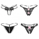 Black G-string, Nightaste Women Charming T-back Thong Panties(4 Styles/set) 