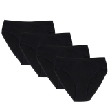 Closecret Women Black Cotton High-cut Briefs Panties (Pack of 4)